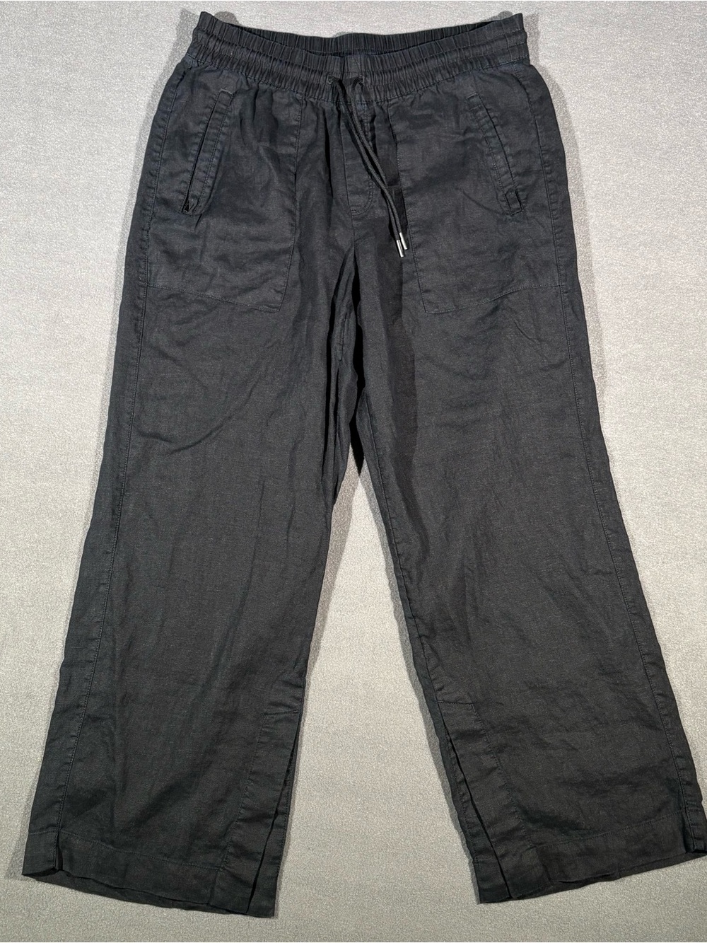 Athleta Black Pull-On Retreat Linen Ankle Pants Women’s Size S